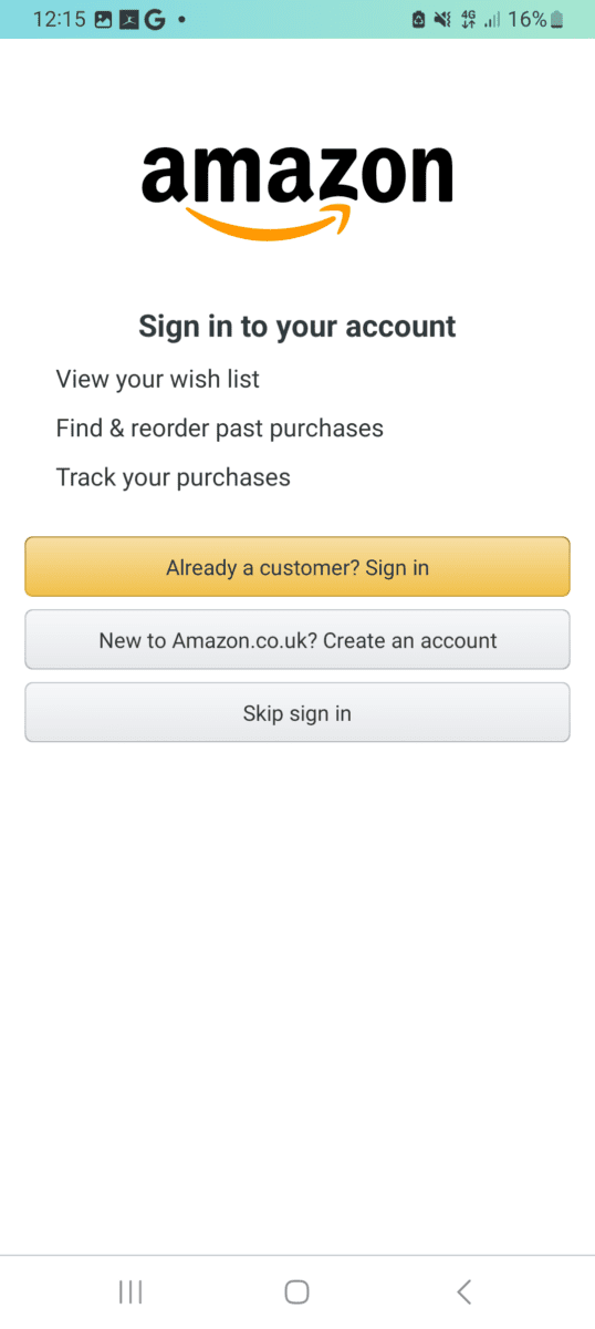 Open the Amazon App and Log in