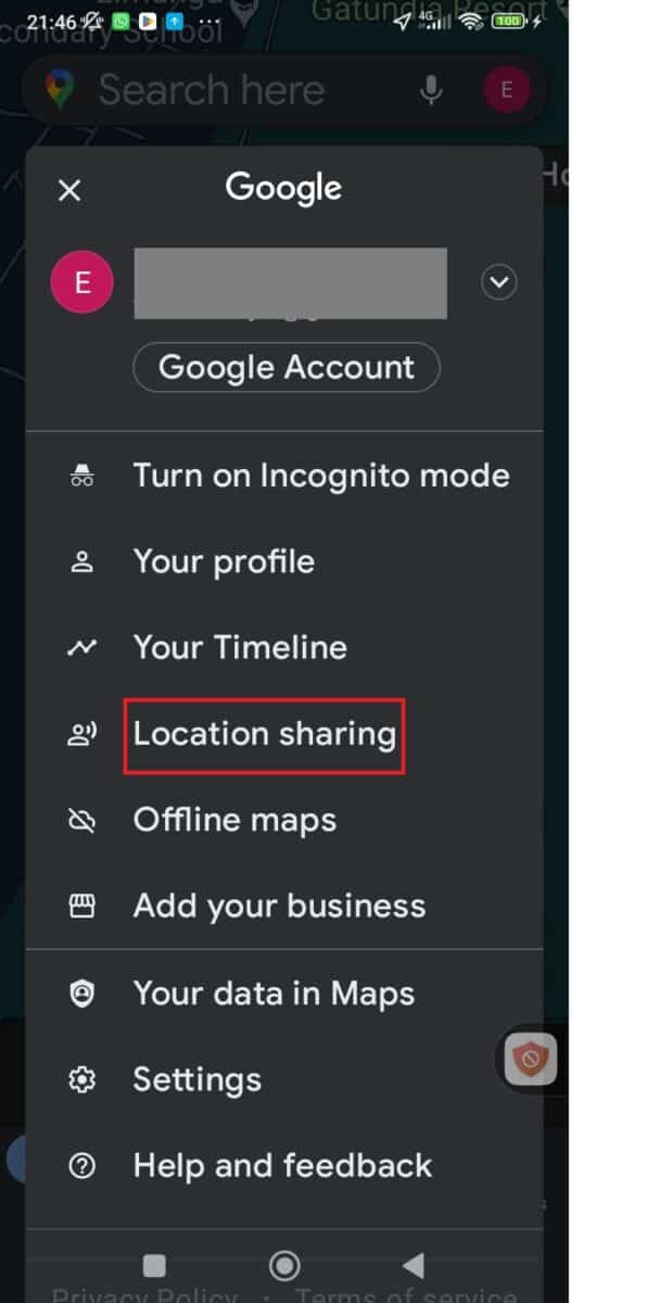 Step 3: Go to the Location-Sharing Option