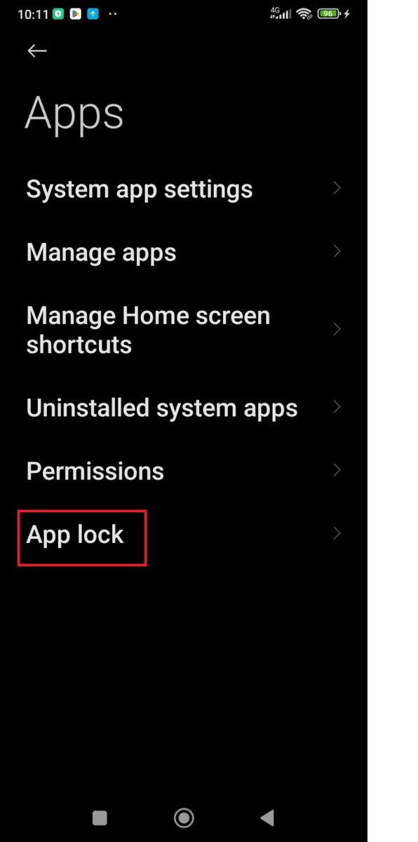You will see the App Lock option on the list.