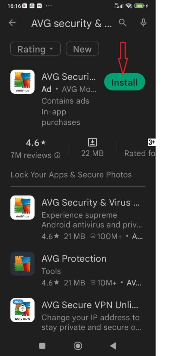 Download the AVG Security & Virus Scanner app.