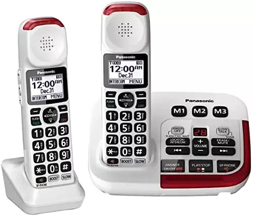 Panasonic KX-TGM420W + (1) KX-TGMA44W Amplified Cordless Phone with Digital Answering Machine and Voice Volume Booster upto 40 dB (2 Handsets)