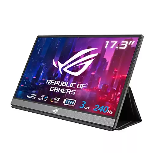 ASUS ROG Strix 17.3" 1080P Portable Gaming Monitor (XG17AHPE) - Full HD, IPS, 240Hz, 3ms, Adaptive-Sync, Smart Case, Ultra-slim, USB-C Power Delivery, Micro HDMI, For Laptop, PC, Phone, Console, ...