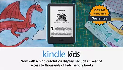 All-new Kindle Kids (2022 release)   Includes access to thousands of books, a cover, and a 2-year worry-free guarantee - Space Whale