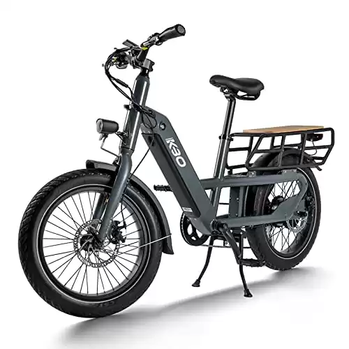 KBO Ranger Electric Bike Cargo Ebike 750W Motor 60Mi+ Range 400LBS Payload Capacity 48V 17.5Ah Removable Battery, 20″x3″ Fat Tire Electric Bike 25mph, Shimano7-Speed Cargo Bicycle