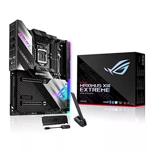 Asus ROG Maximus XIII Extreme (WiFi 6E) Z590 LGA 1200(Intel® 11th/10th Gen) EATX Gaming Motherboard (PCIe 4.0, 18+2 Power Stages, 5X M.2 Slots, 10 Gb &2.5Gb LAN,Thunderbolt 4, 1.77” Livedash OL...