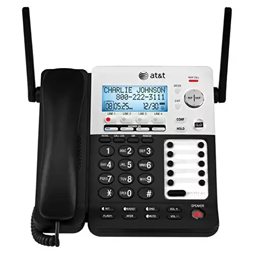 AT&T SynJ SB67158 DECT 6.0 4-Line Corded/Cordless Small Business Phone System with Answering System,Black/silver