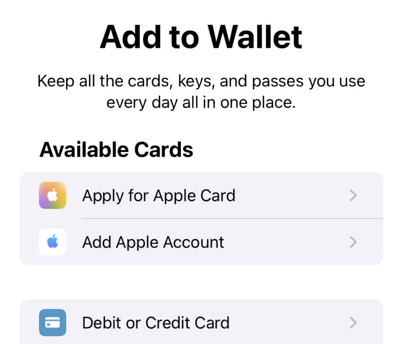 "Add to Wallet" option on iPhone Wallet app.