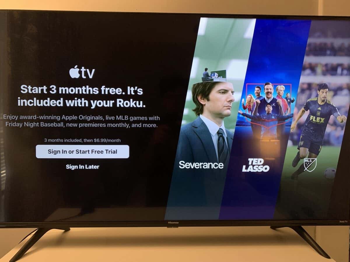 Apple TV+ sign in page on Roku.