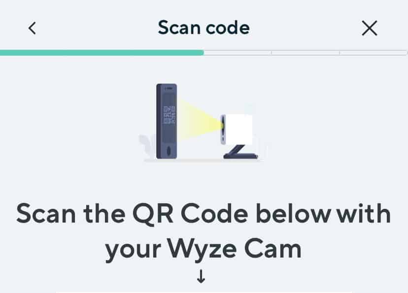 Prompt to scan QR code on Wyze app.