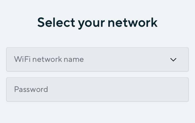 Select Your Network option on Wyze app.