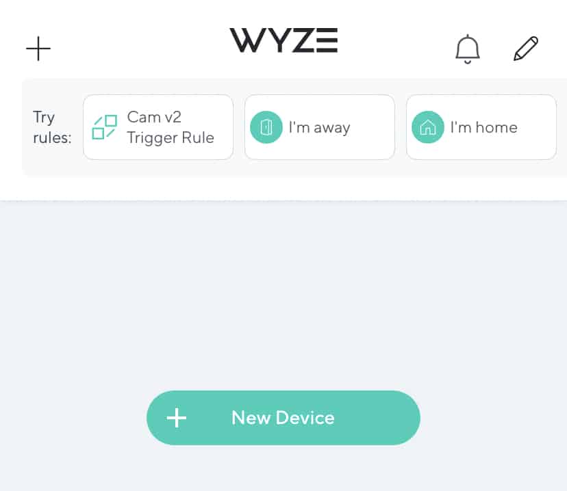 Add New Device button on Wyze app.