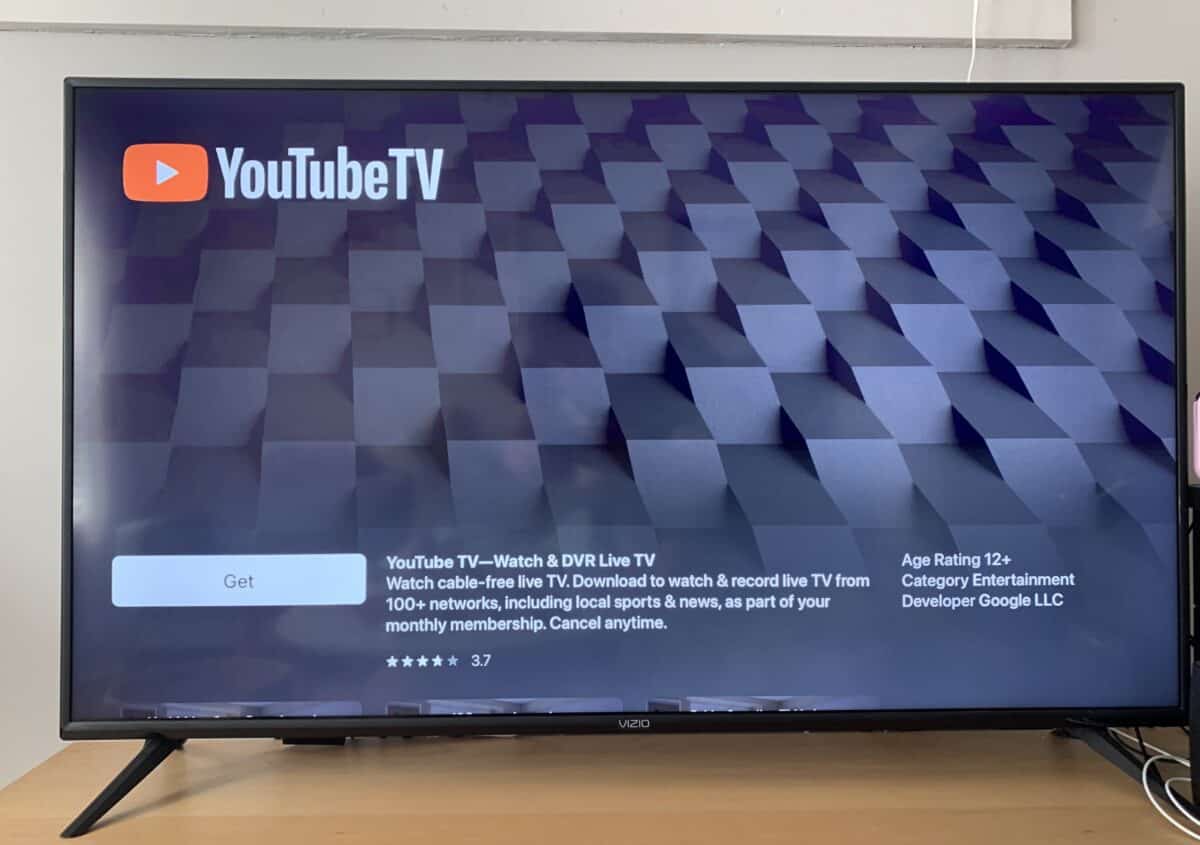YouTube TV app page on Apple TV App Store.