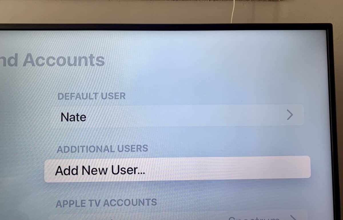 Add New User option in the Apple TV Settings app.