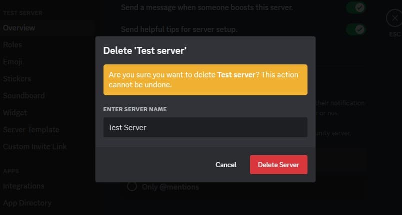 Delete Discord Server