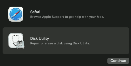 MacOS recovery mode options