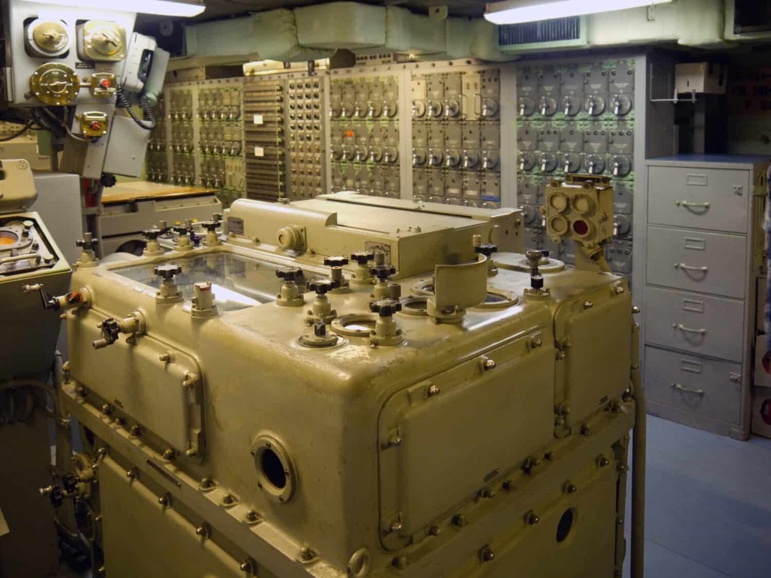 Old mechanical analog computer on wwii batleship