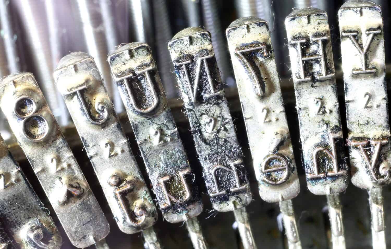 detail of levers of a very old typewriter