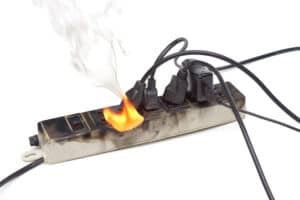 Surge protector multi-plug caught on fire