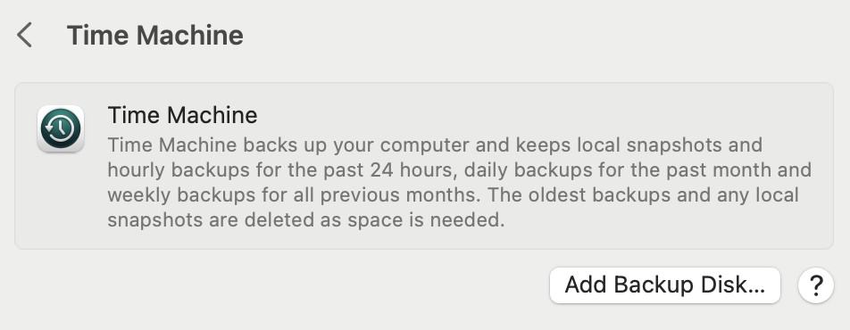 Add a Backup in Time Machine, Mac
