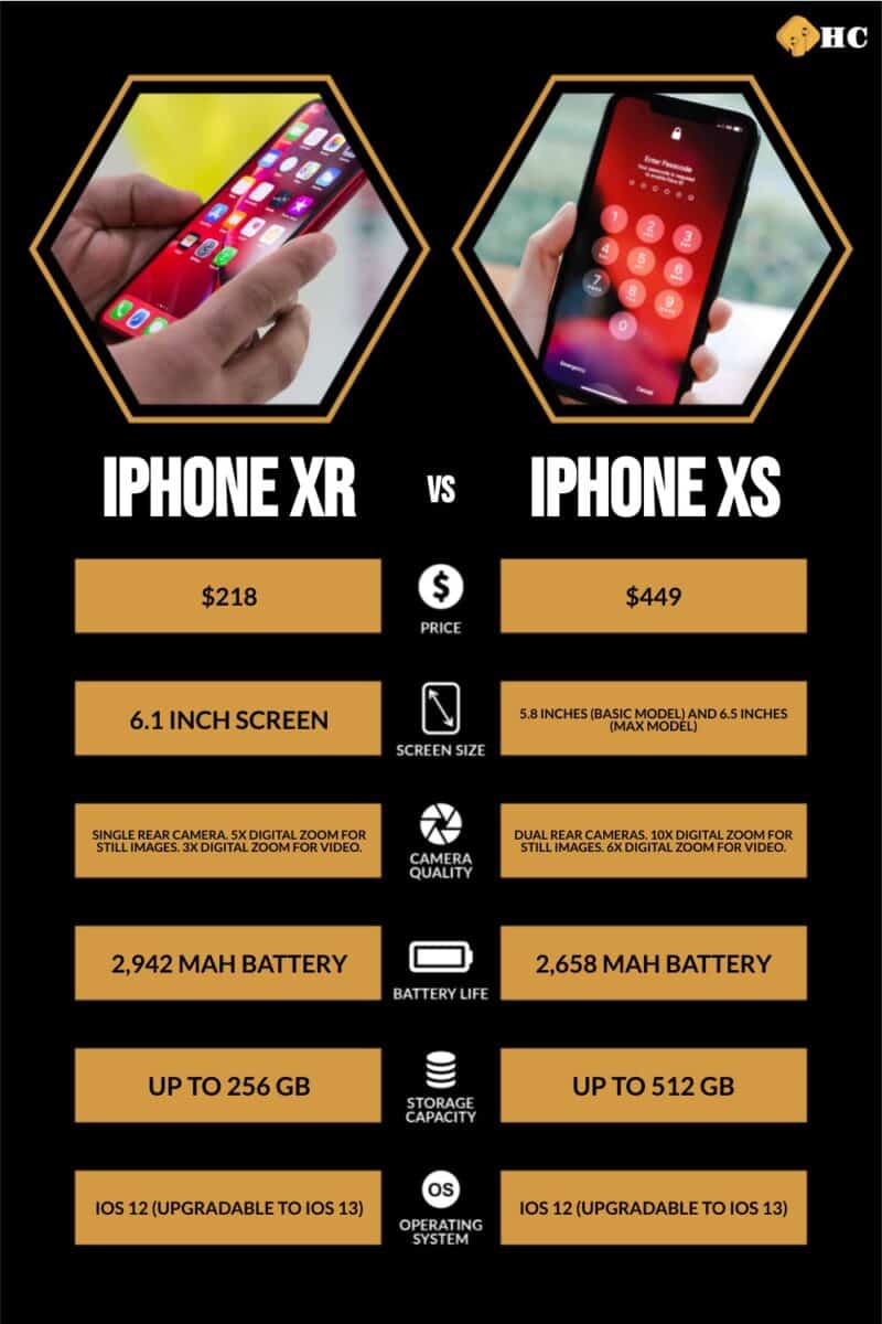 Infographic iPhone XR vs iPhone XS