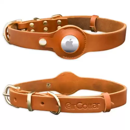 AirCollar Apple AirTag Pet Collar (Large, Honey Brown)