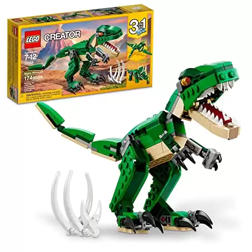 LEGO Creator Mighty Dinosaur Toy 31058, 3-in-1 Model: T. Rex, Triceratops and Pterodactyl Dinosaur Figures