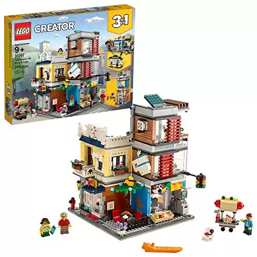 LEGO Creator 3 in 1 Townhouse Pet Shop & Café 31097 Toy Store Building Set with Bank, Town Playset with a Toy Tram, Animal Figures and Minifigures (969 Pieces)