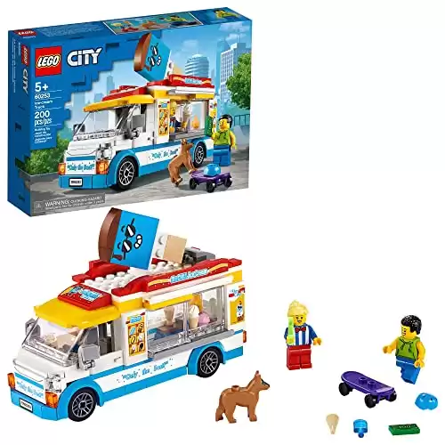 LEGO City Great Vehicles Ice Cream Van Truck Toy, 60253 Set with Skater & Dog Figure, Toys for Kids, Boys and Girls Aged 5 Plus Years Old, Gift Idea