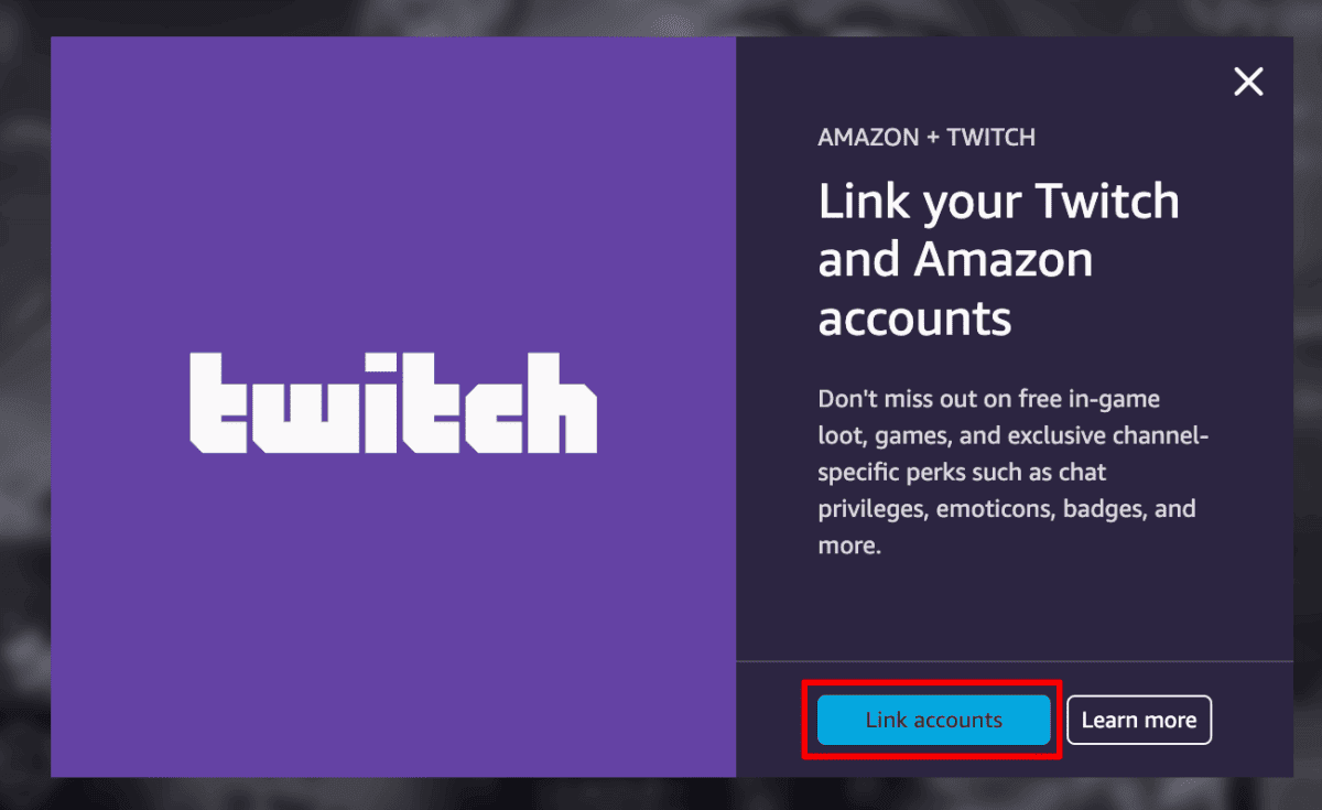 Amazon Prime gaming website Link Twitch accounts