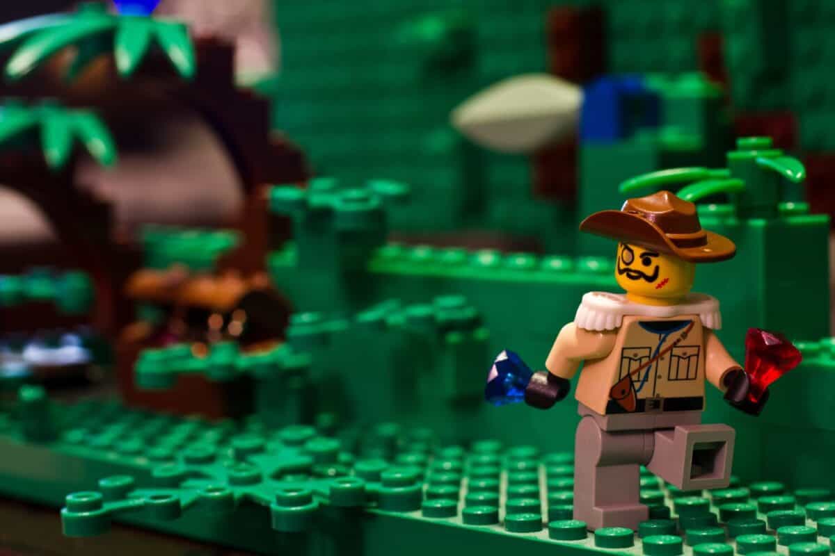 Lego explorer in a Lego jungle wilderness