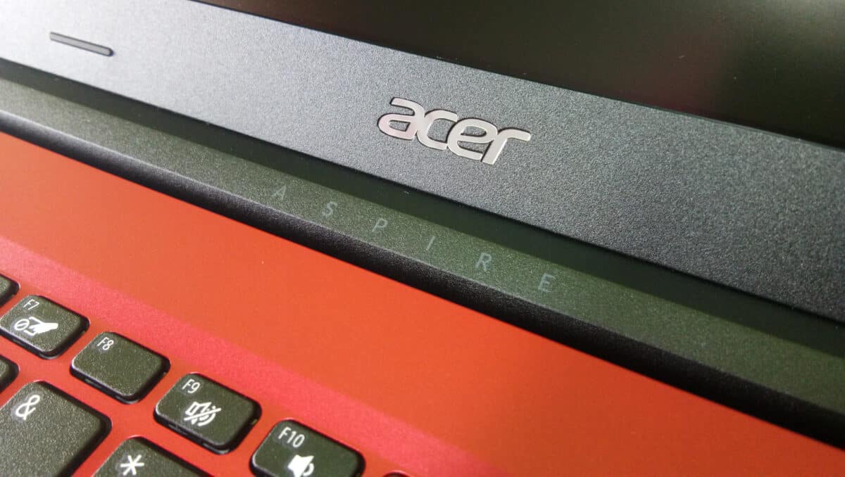 Acer logo on laptop.