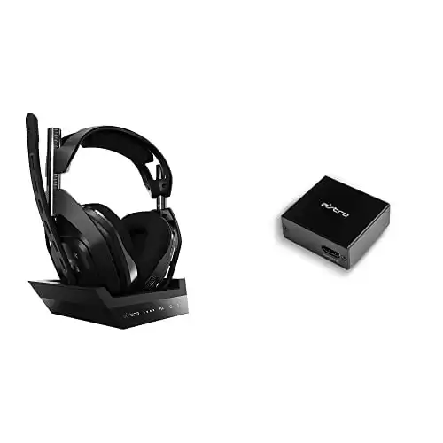 ASTRO Gaming A50 Wireless + Base Station for Playstation 4 & PC - Black/Silver (2019 Version) HDMI Adapter for Playstation 5