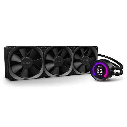 NZXT Kraken Z73 360mm - RL-KRZ73-01 - AIO RGB CPU Liquid Cooler - Customizable LCD Display - Improved Pump - Powered by CAM V4 - RGB Connector - Aer P 120mm Radiator Fans (3 Included) ,Black