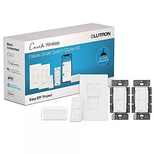 Lutron Caseta Deluxe Smart Switch Kit with Caseta Smart Hub