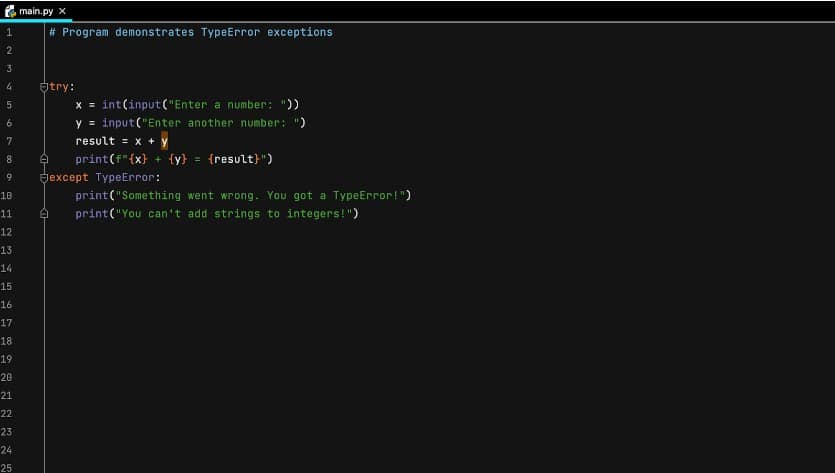 TypeError exceptions in Python