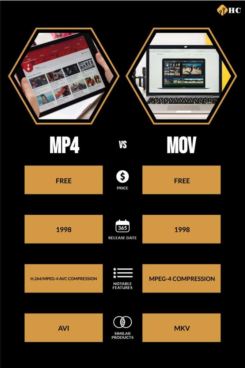 MP4  vs MOV comparison infographic