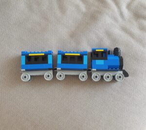 train toy made with plastic bricks