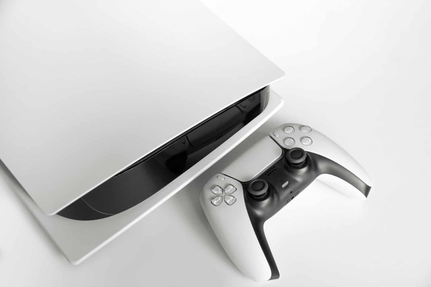 Next Generation game console and controller in close view