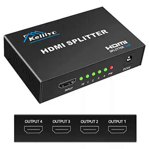 KELIIYO HDMI Splitter 1 in 4 Out HDMI Video Splitter