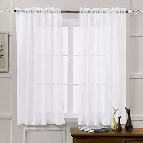 MYSTIC-HOME Sheer White Curtains