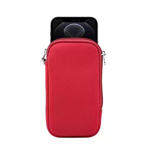 Neoprene Cell Phone Pouch Soft Elastic Shockproof Mobile Phone Case+Necklace Lanyard Crossbody Sleeve
