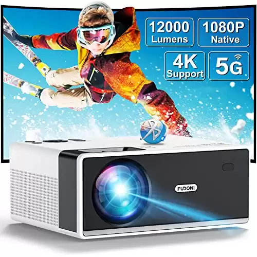 FUDONI 5G Wi-Fi 350 ANSI High Lumen Portable Outdoor Movie Projector