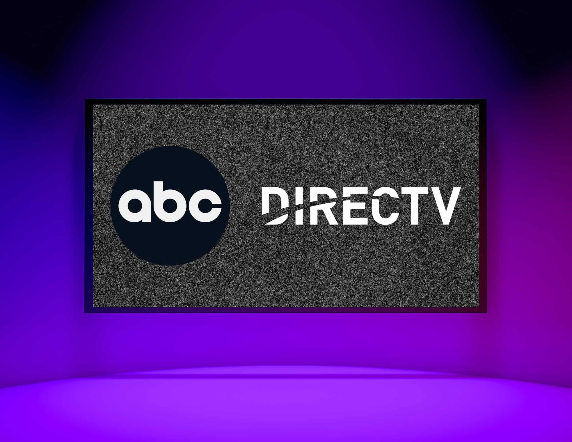 ABC logo next to DirecTV logo on TV.