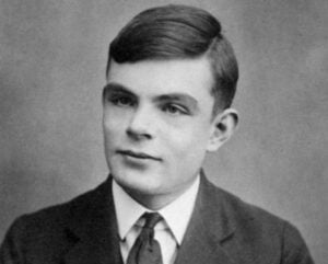 Headshot of a young Alan Turing.
