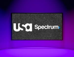 USA Network logo next to Spectrum logo on TV.