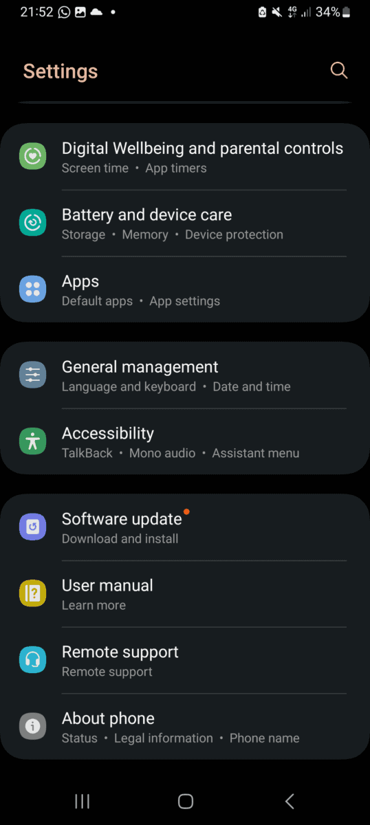 About phone settings on android