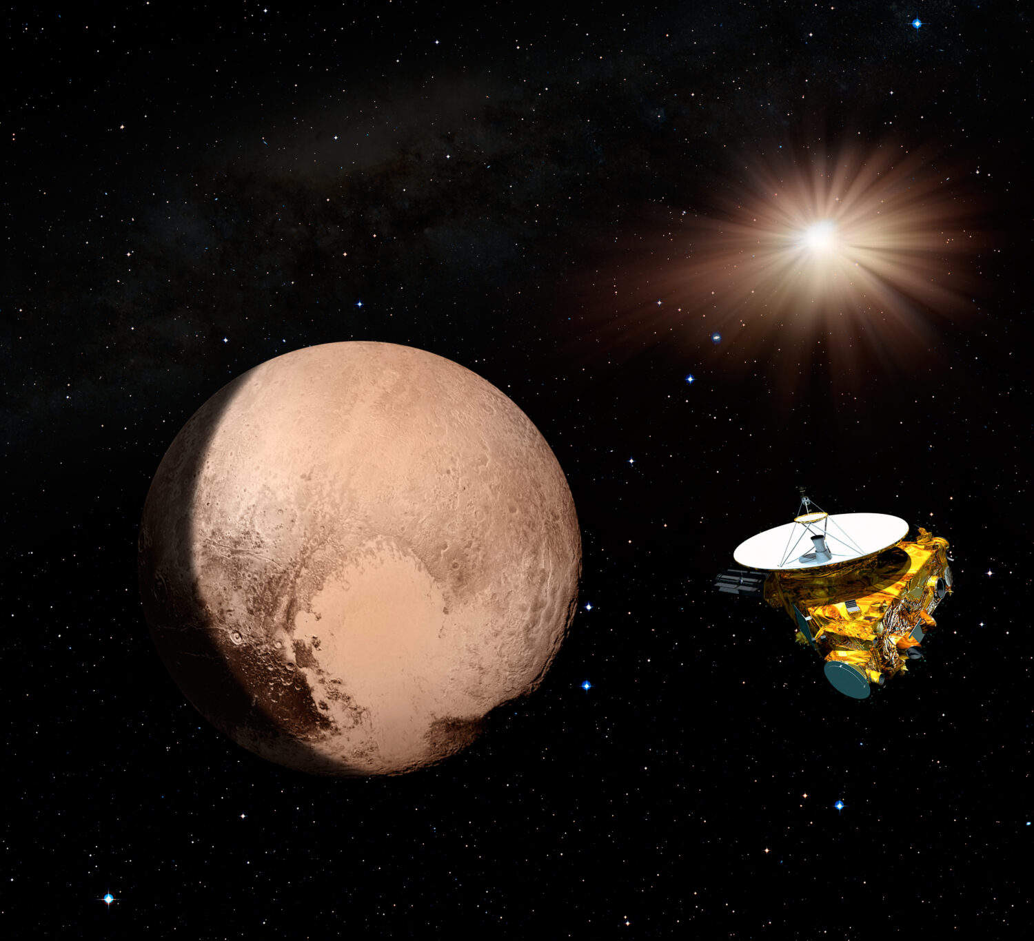 New Horizons spacecraft and Pluto "Elements of this image furnished by NASA "