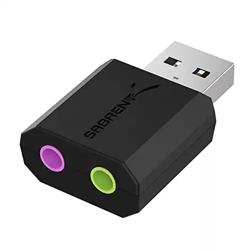 SABRENT USB External Stereo Sound Adapter for Windows and Mac