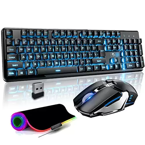 FELICON Rechargeable Wireless Gaming Keyboard and Mouse Combo & Lager Mouse Pad