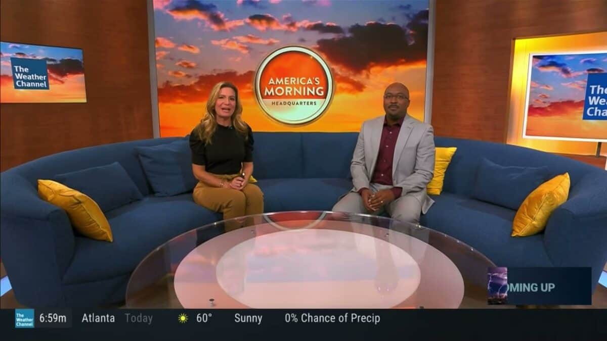 Still from AMHQ on The Weather Channel.